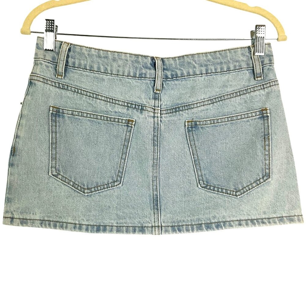 NWT Edikted Chiara Denim Micro Skirt, Size Small, Zipper/Button Closure,  Cotton - Picture 7 of 13